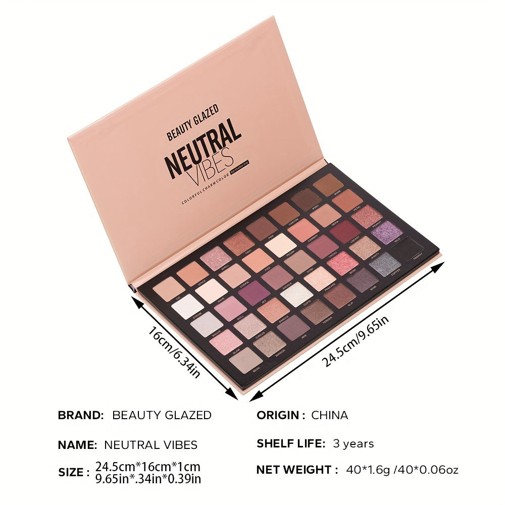 40 Color Matte & Pearly Milk Tea Eyeshadow Palette Earth Tone Makeup