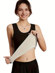 2pcs Solid Thermal Underwear Sleeveless Top
