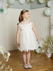 Flower Girl Mesh Midi Tutu Dress for Wedding Party
