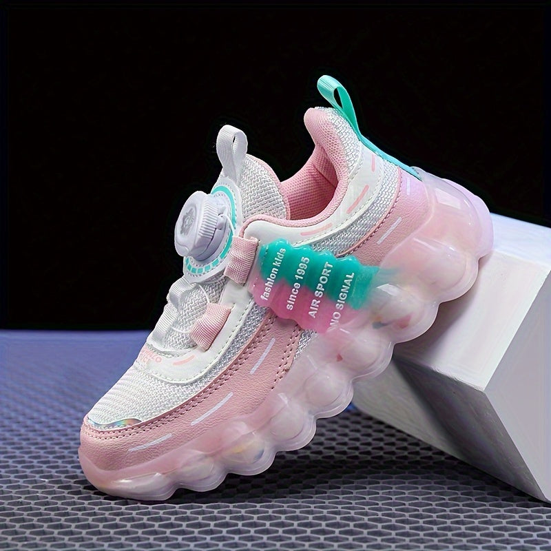 Boy's Basketball Shoes with Rotating Buckle Non Slip Sneakers