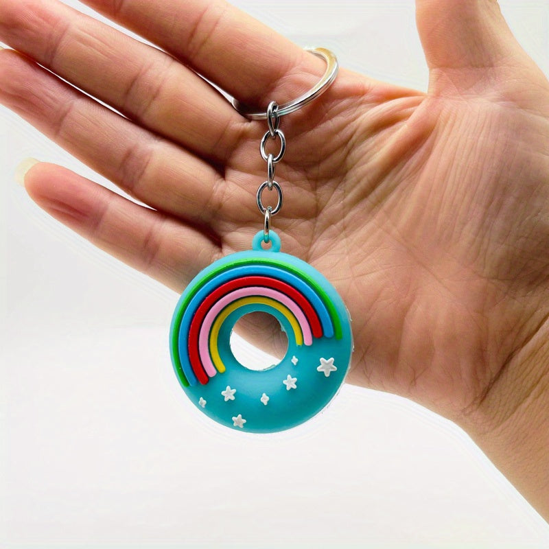 Rainbow Donut Keychain Cartoon Charm Bag/Purse Pendant Birthday Gift