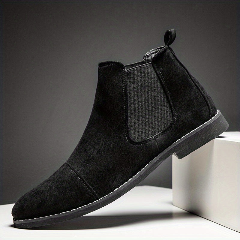Men's British Style Pointed Toe Slip On Chelsea Ankle Boots