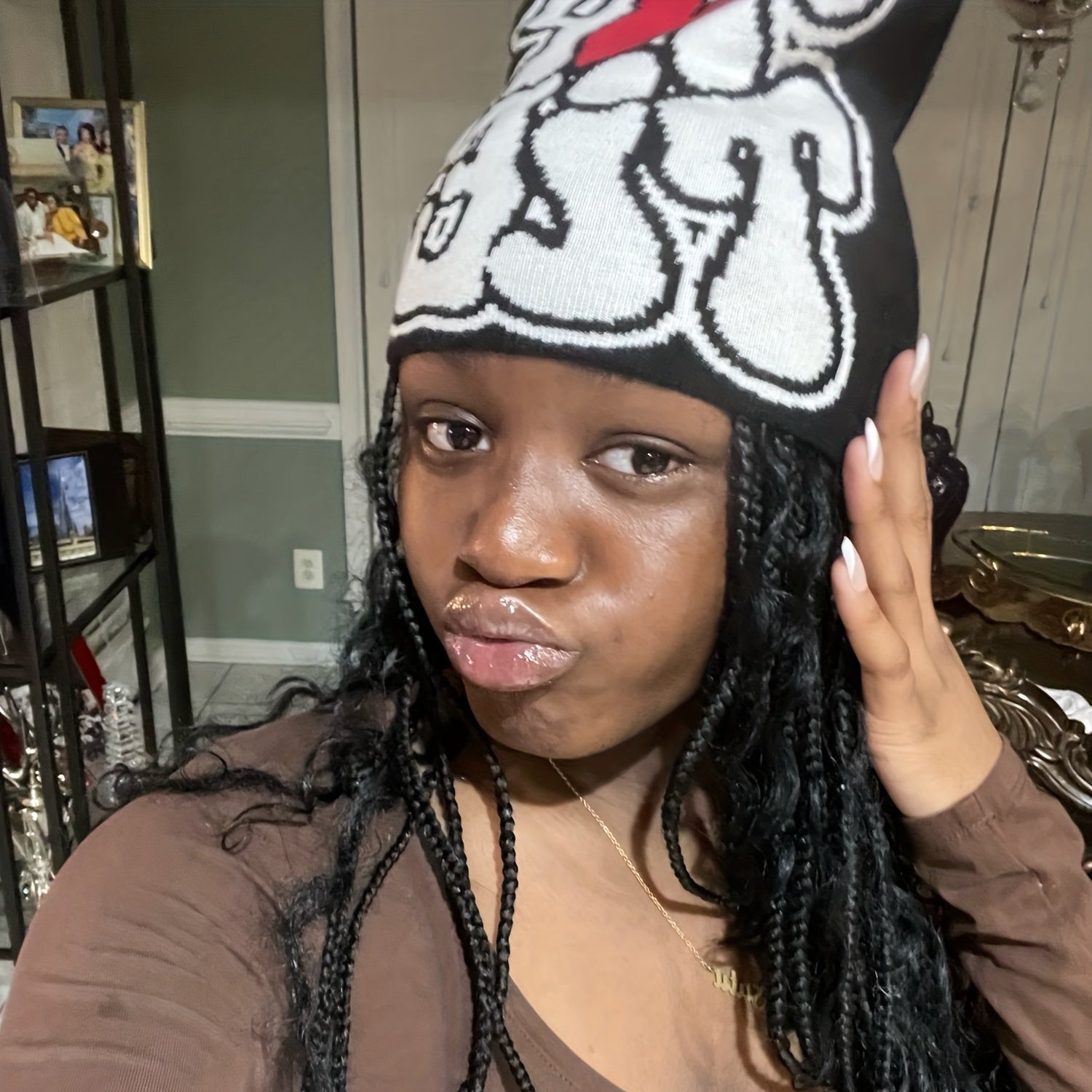 Y2K Candy Knit Beanie Hat Hip Hop Letter Jacquard Warm Cap