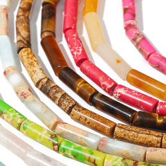 30pcs Natural Stone Synthetic Tube Beads for Jewelry Making