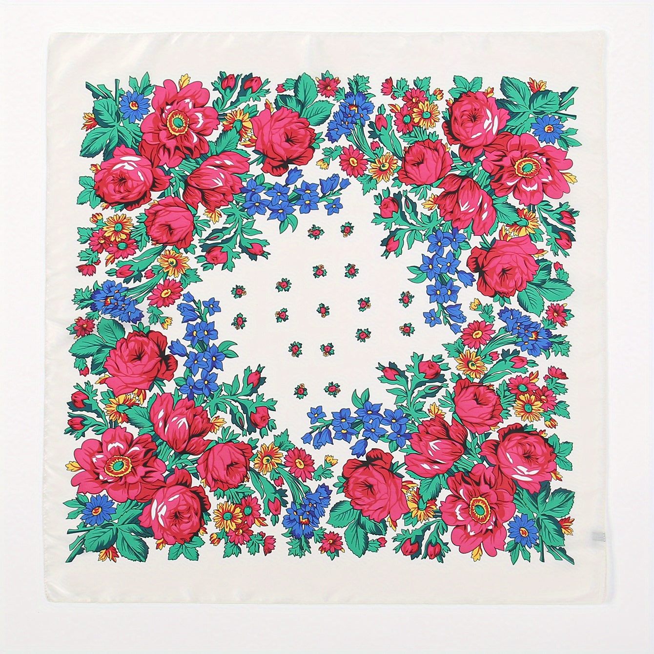 Boho Flower Print Bandana Square Scarf