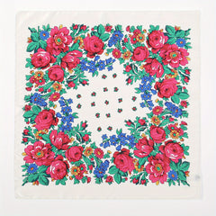 Boho Flower Print Bandana Square Scarf