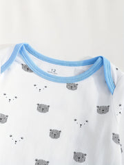 Baby Boys Cartoon Graphic Outfit Sweatshirt Romper Trousers Set