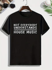 Men's House Music Print T shirt Comfy Crew Neck Tee For Outdoor
