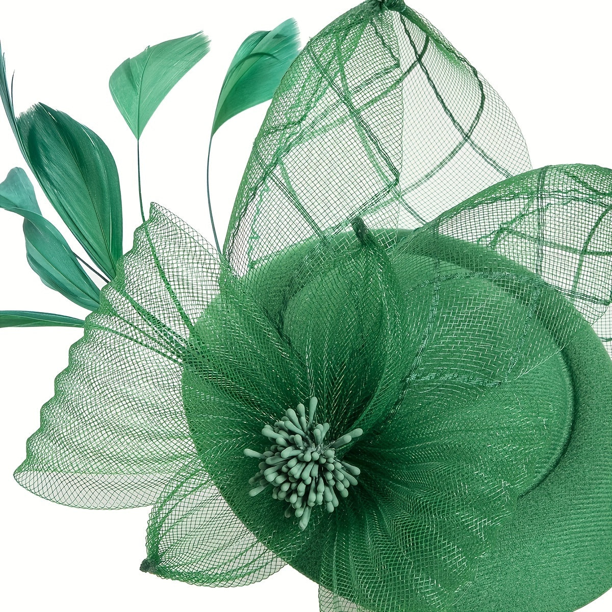 Women Flower Feather Hair Clip Head Piece Horse Race Wedding Hat