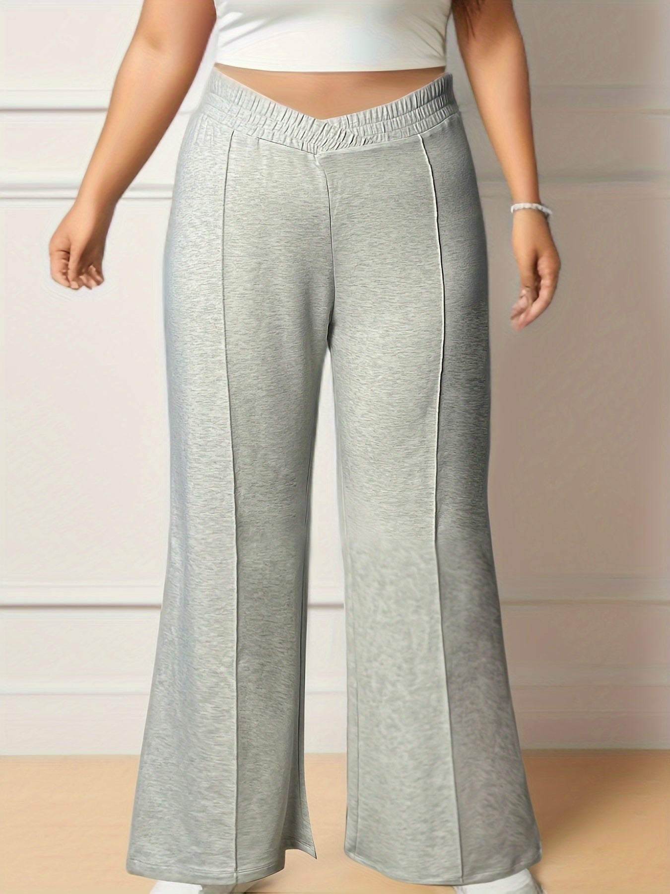 Solid Color Wide Leg Sports Pants for Women