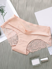 5pcs Lace Briefs Seamless Comfy Scallop Trim Panties