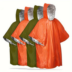 4pcs Emergency Rain Poncho Retains 90 Body Heat Reusable Raincoat