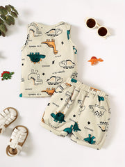 Baby Boys Dinosaur Pattern Vest Tops & Shorts