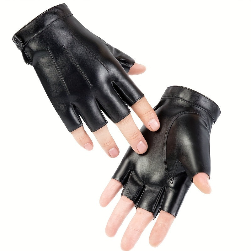 Half Finger Gloves for Outdoor Sports Faux Leather Gloves