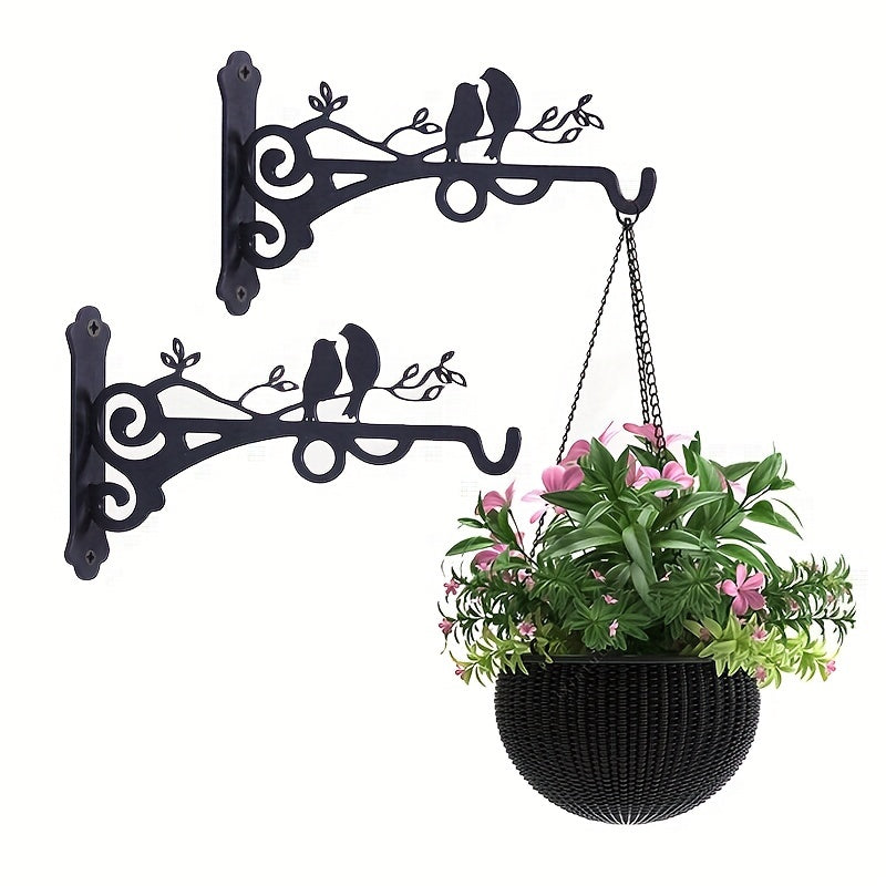Wrought Iron Wall Flower Pot Bracket for Orchids & Garden Decor
