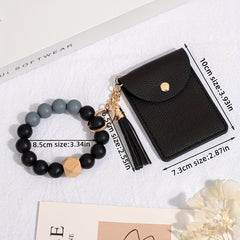 Silicone Bead Bracelet Card Holder Keychain Wallet Coin Purse