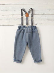 Baby Boys Ripped Denim Suspender Pants Jeans