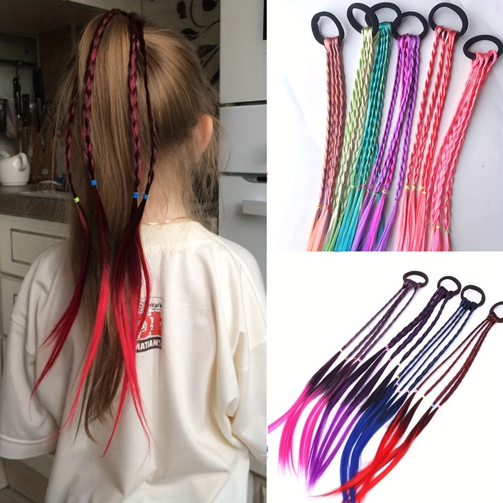 Colorful Gradient Braids Wigs Head Rope 4pcs