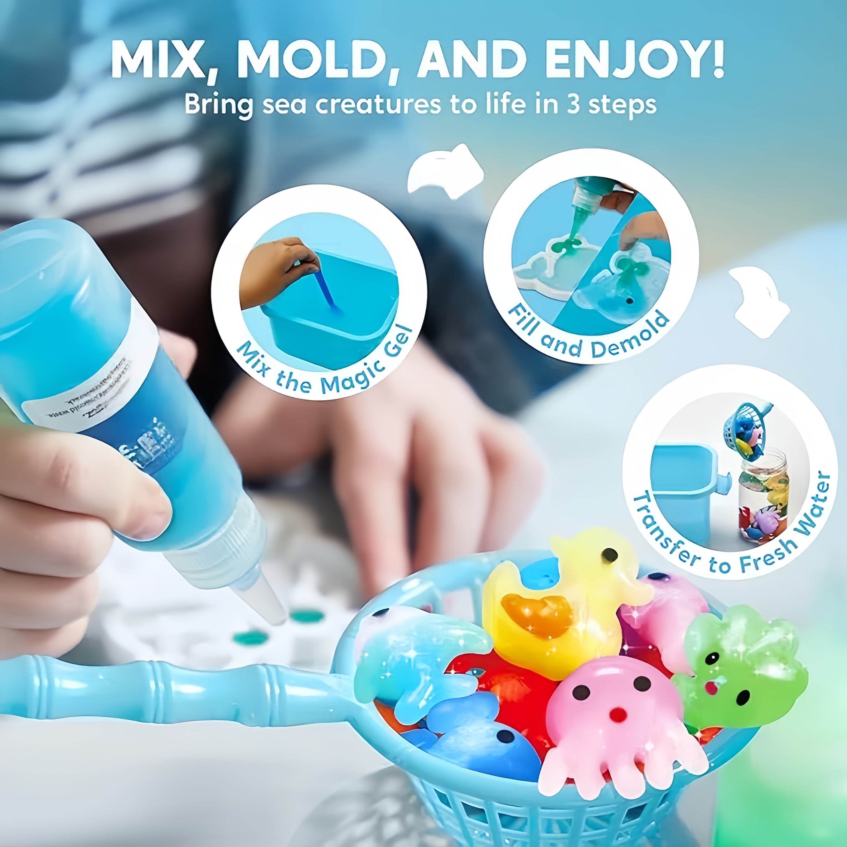 Magic Water Elf Set DIY Toy Educational Game with 12 Bottles & Molds