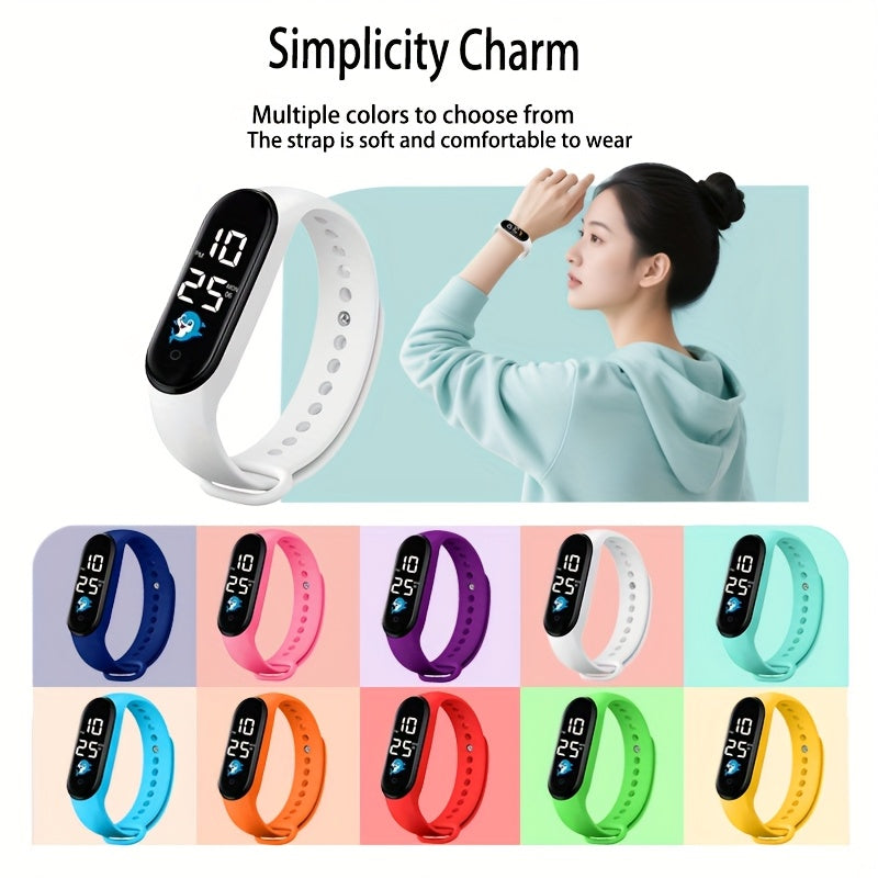 12pcs Silicone Strap Electronic Watch Sports Bracelet