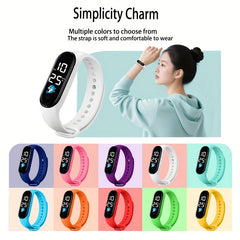 12pcs Silicone Strap Electronic Watch Sports Bracelet