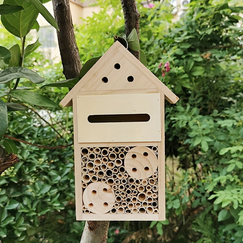 Wooden Mason Bee House Insect Hotel for Beneficial Insect Habitat