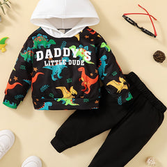 Baby Boys Dinosaur Pattern Hoodie & Pants Set