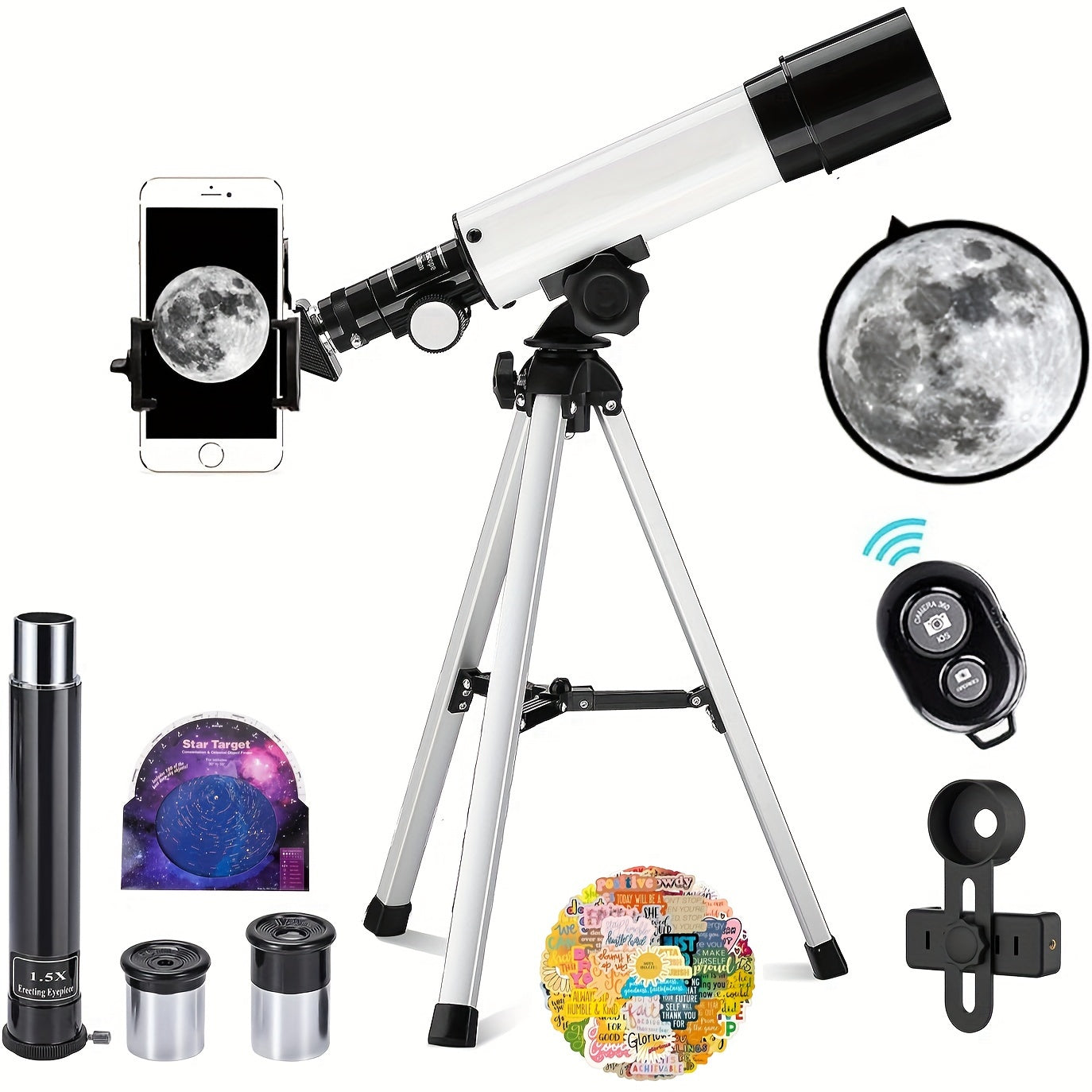 High Definition Telescope with Stickers and Star Maps for DIY