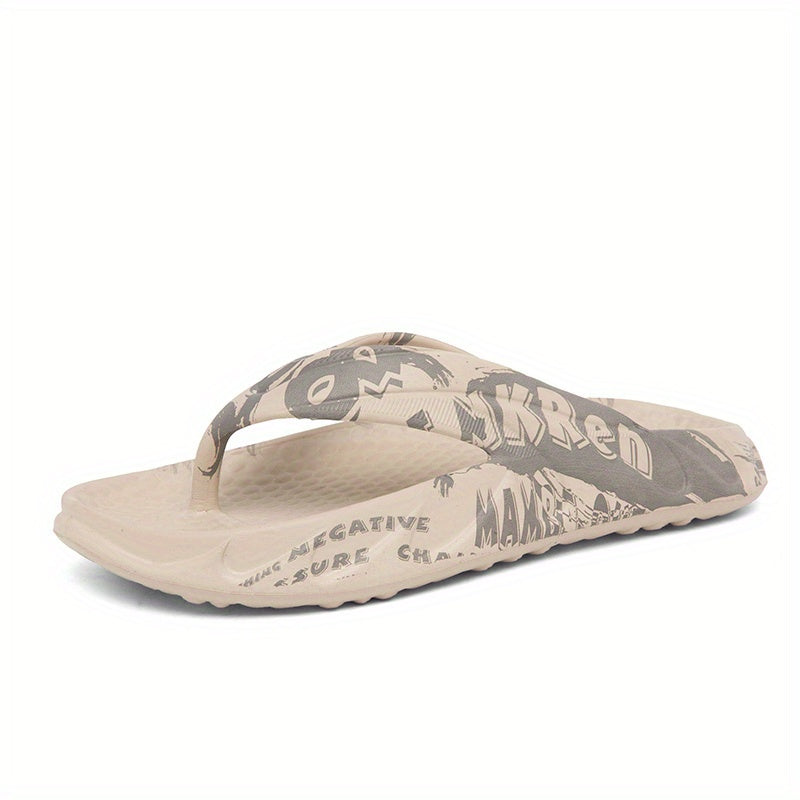 Men's Letters Print Slip On Flip Flops Assorted Colors