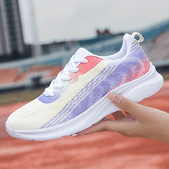 Women's Knitted Running Shoes Lightweight Low Top Sports Lace Up