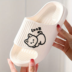 Men's Kitty Print Open Toe Slippers Lightweight Non Slip Shoes