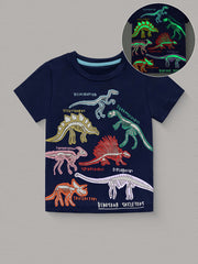 Boys' Glow In The Dark Dinosaur Skeleton Print T-shirt