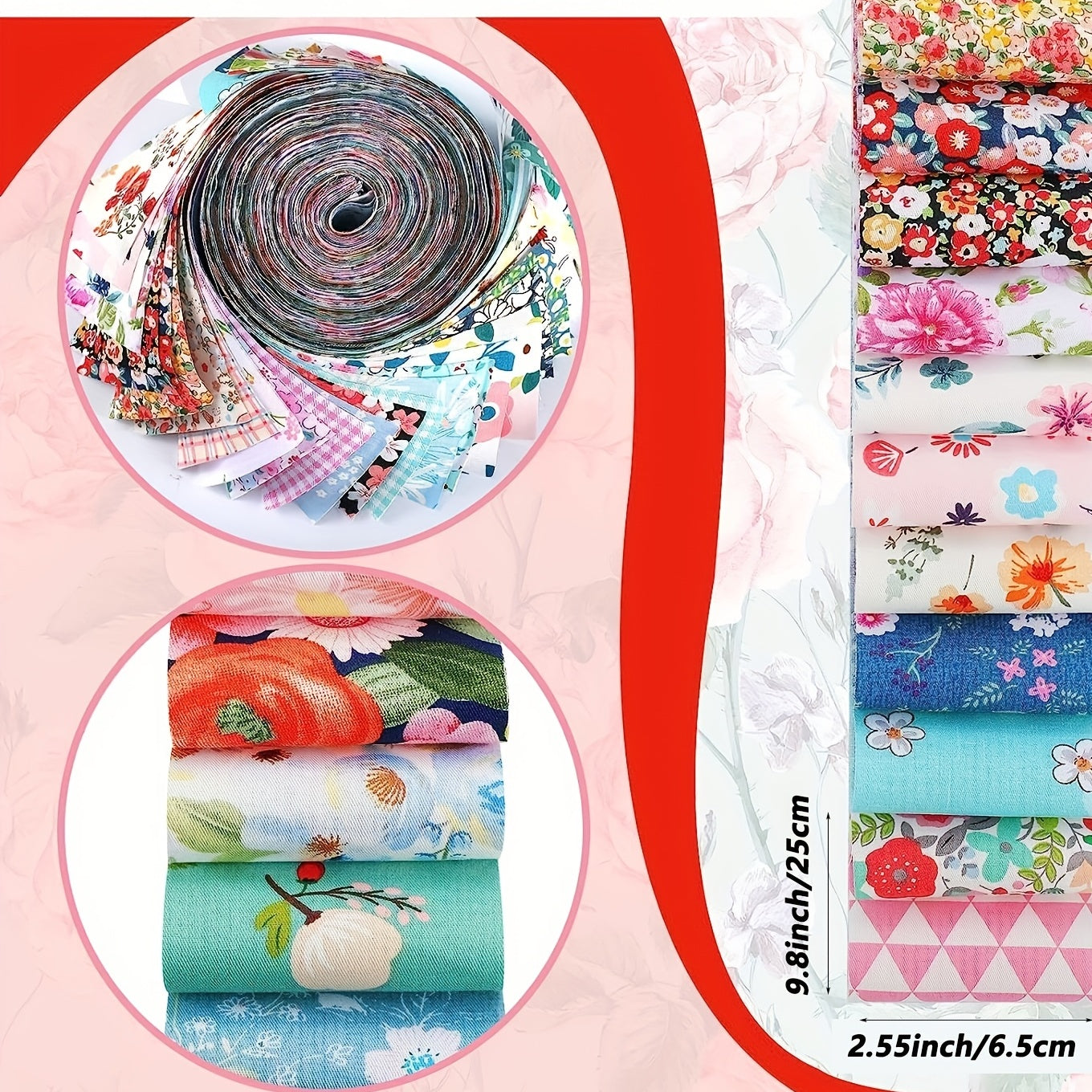 40pcs Patchwork Fabric Multicolor Cotton Sewing Quilting Material DIY