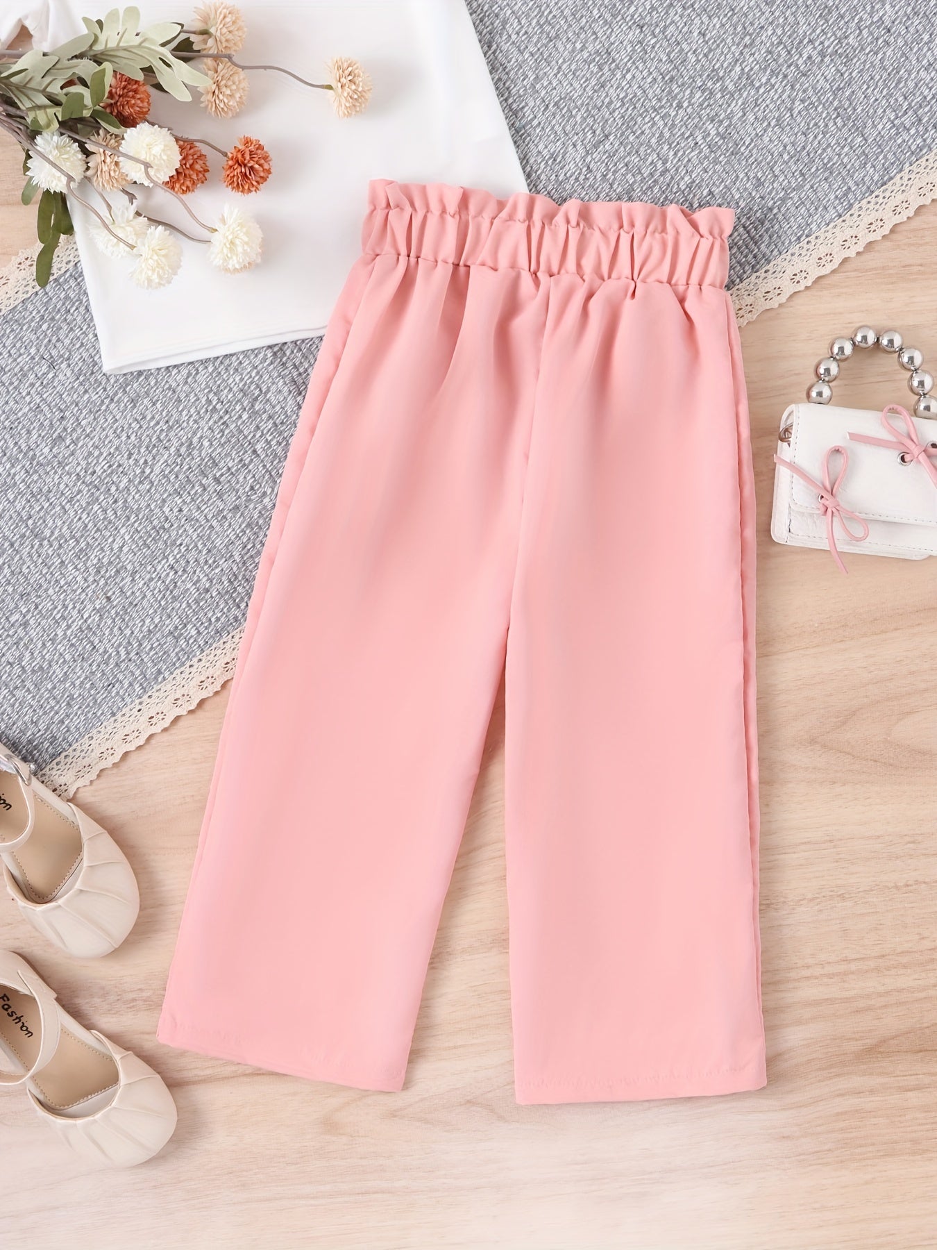 Girls' Bow Front Straight Leg Pants Summer Clothes