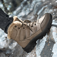 Men's Waterproof Snow Boots, Warm Fleece Lining, Rubber Sole