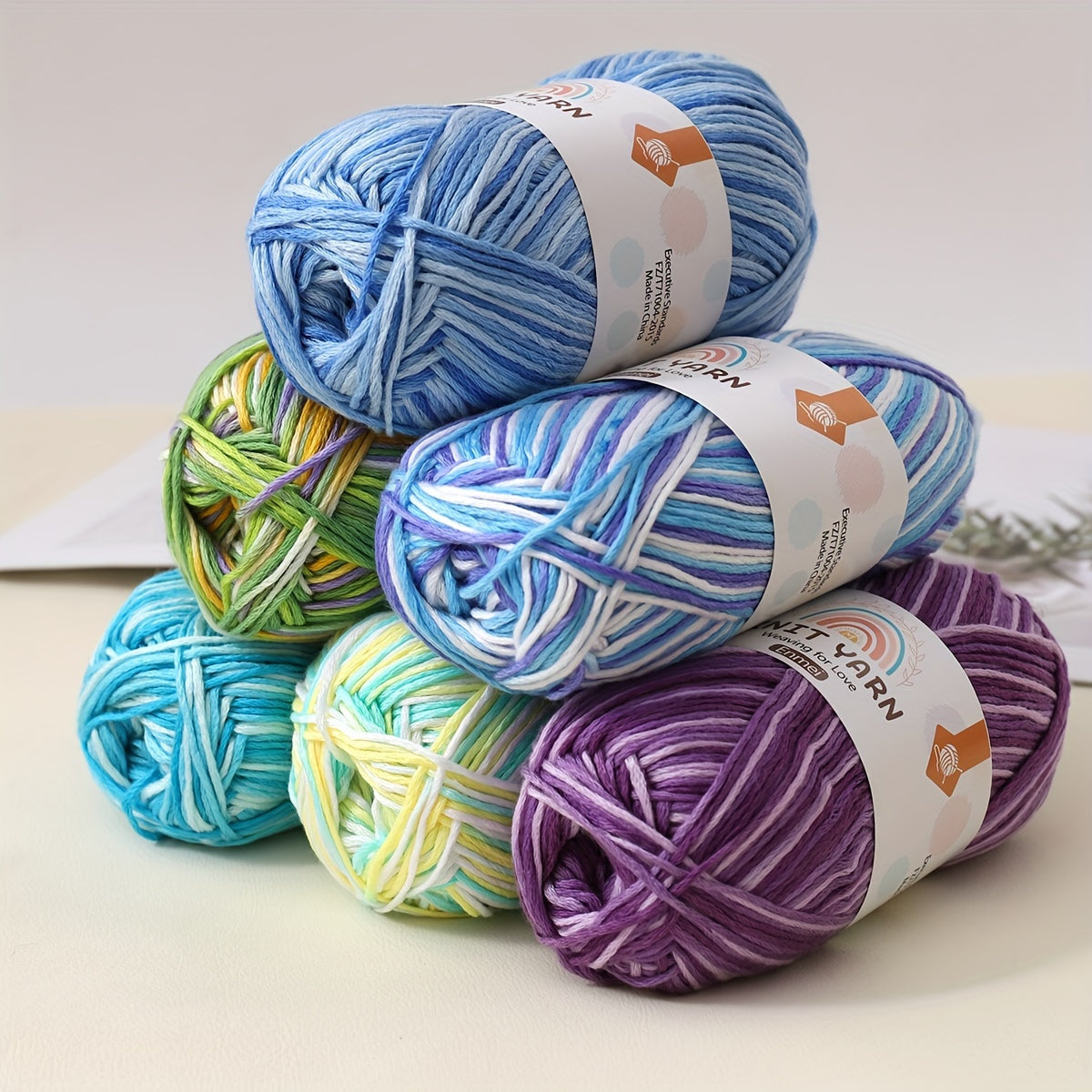3pcs Colored Yarn Gradient Dyed Milk Cotton Thread for Knitting Crochet Crafts