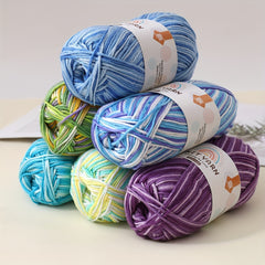3pcs Colored Yarn Gradient Dyed Milk Cotton Thread for Knitting Crochet Crafts