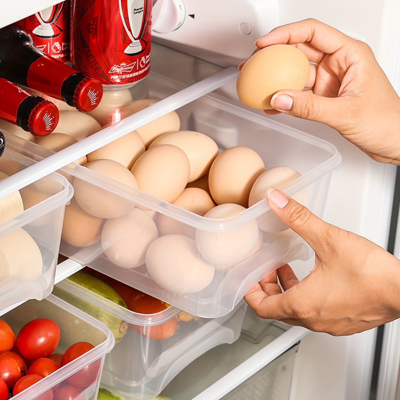 Fridge Organizer Box With Lid Reusable Food Storage Containers