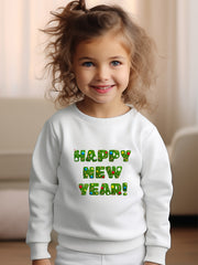 Girls Happy Year Pattern Crew Neck Sweatshirt Spring Fall Christmas