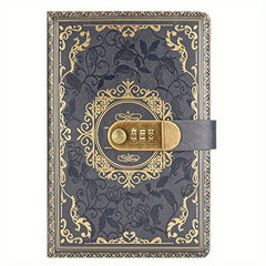 Retro Floral Pattern Password Lock Diary Student Notebook