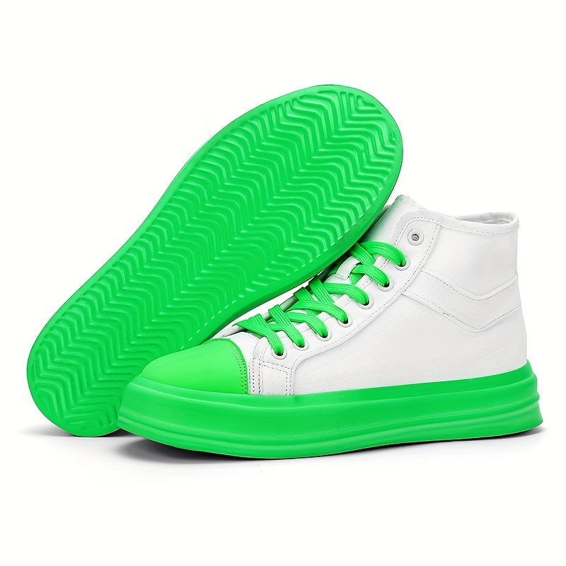 Two Tone High Top Lace Up Board Shoes Lightweight Non Slip