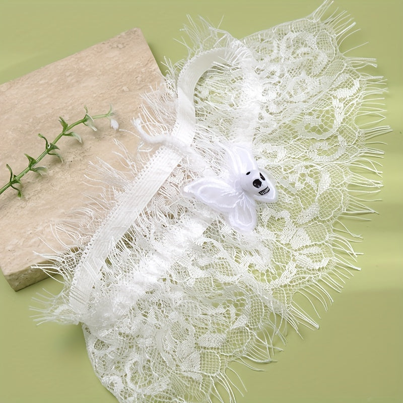 Lace Leg Band Sexy Elastic Leg Straps With Butterfly Shape Ghost Face Ornament