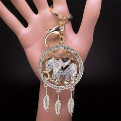 Elephant & Dream Catcher Crystal Keychain - Women Girls Gift