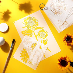 8 Pcs Sunflower Butterfly Stencils for Painting on Wood, Wall, Canvas