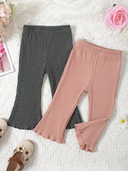 Ruffle Trim Flared Pants 2pcs Set