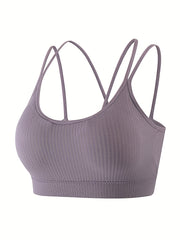 5pcs Solid Ribbed Wireless Bras Double Straps Women's Lingerie