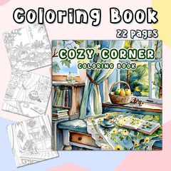 Cozy Corner Adult Coloring Book 1pc 20x20 cm 22 Pages Deluxe Edition