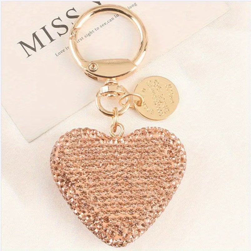 Love Car Keychain For Men Creative Diamond Set Love Earphone Case Bag Pendant
