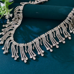 Silvery Tassel Belt Vintage Style Dress Waistband