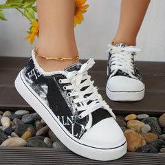 Women's Letter Graphic Canvas Sneakers Low Top Skate Shoes
